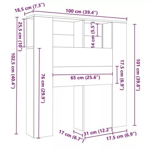  szürke sonoma áthidaló szekrény 100x18,5x104,5 cm
