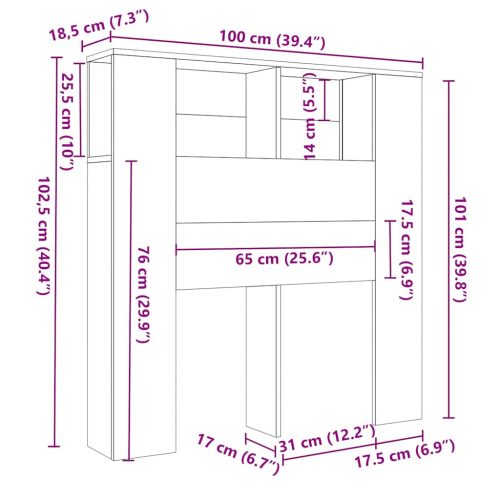  barna tölgyszínű áthidaló szekrény 100x18,5x104,5 cm