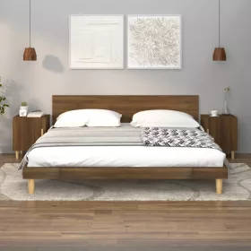  2 db barna tölgy színű szerelt fa éjjeliszekrény