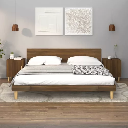  2 db barna tölgy színű szerelt fa éjjeliszekrény