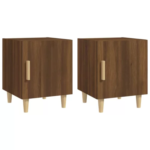  2 db barna tölgy színű szerelt fa éjjeliszekrény