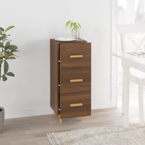  barna tölgy színű szerelt fa tálalószekrény 34,5 x 34 x 90 cm