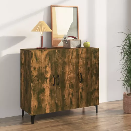  füstös tölgy színű szerelt fa tálalószekrény 90 x 34 x 80 cm
