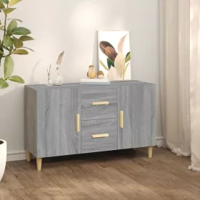    szürke sonoma színű szerelt fa tálalószekrény 100 x 36 x 60 cm