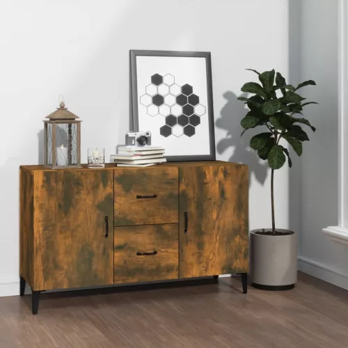  füstös tölgy színű szerelt fa tálalószekrény 100 x 36 x 90 cm