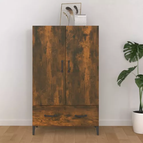 füstös tölgy színű szerelt fa magasszekrény 70 x 31 x 115 cm