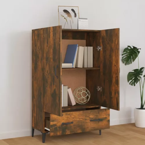  füstös tölgy színű szerelt fa magasszekrény 70 x 31 x 115 cm