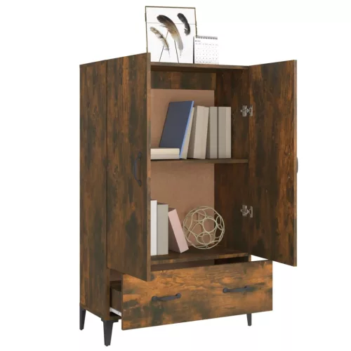  füstös tölgy színű szerelt fa magasszekrény 70 x 31 x 115 cm