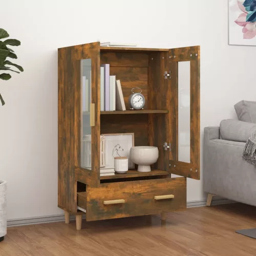  füstös tölgy színű szerelt fa magasszekrény 70 x 31 x 115 cm