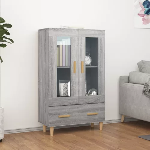  szürke sonoma színű szerelt fa magasszekrény 70 x 31 x 115 cm