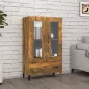  füstös tölgy színű szerelt fa magasszekrény 70 x 31 x 115 cm