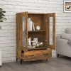  füstös tölgy színű szerelt fa magasszekrény 70 x 31 x 115 cm