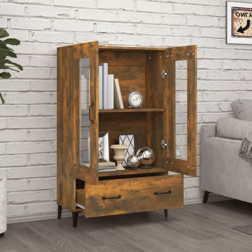  füstös tölgy színű szerelt fa magasszekrény 70 x 31 x 115 cm