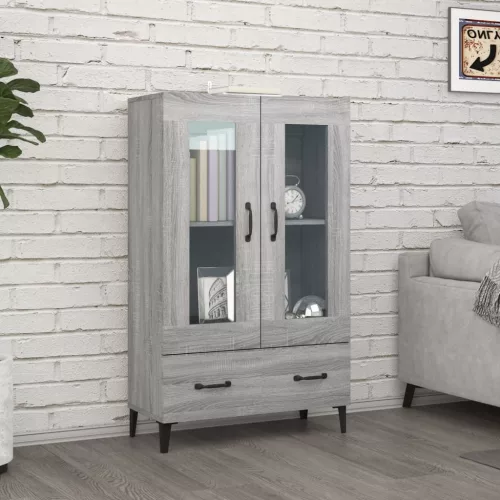 szürke sonoma színű szerelt fa magasszekrény 70 x 31 x 115 cm