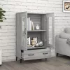  szürke sonoma színű szerelt fa magasszekrény 70 x 31 x 115 cm