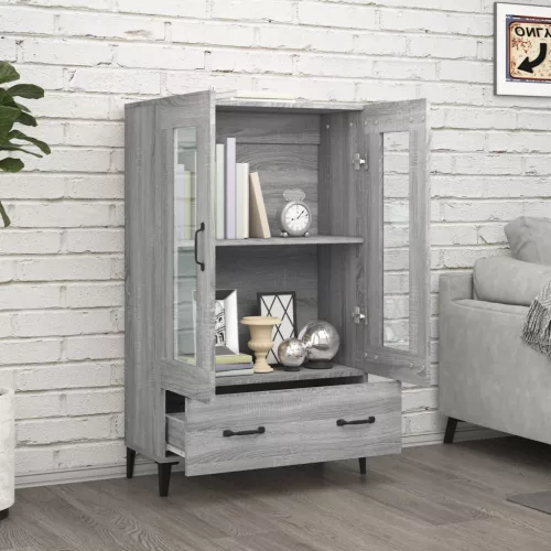  szürke sonoma színű szerelt fa magasszekrény 70 x 31 x 115 cm