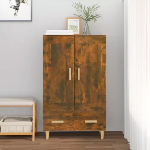  füstös tölgy színű szerelt fa magasszekrény 70 x 31 x 115 cm