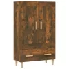  füstös tölgy színű szerelt fa magasszekrény 70 x 31 x 115 cm