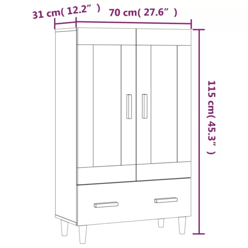  füstös tölgy színű szerelt fa magasszekrény 70 x 31 x 115 cm