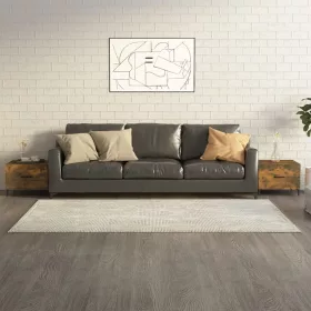   2 db füstös tölgy színű dohányzóasztal fém lábakkal 50x50x40 cm
