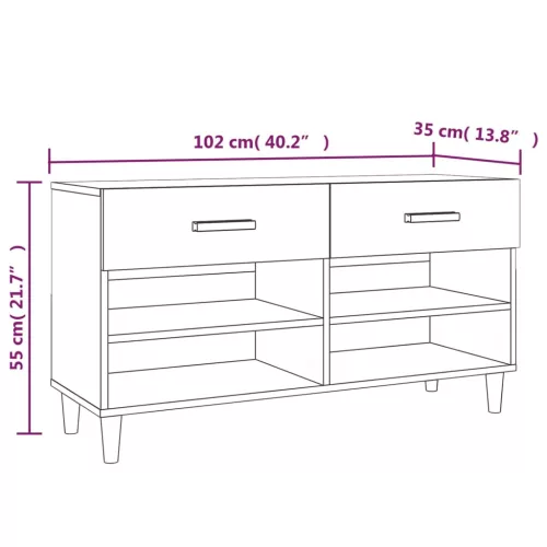  füstös tölgyszínű szerelt fa cipősszekrény 102 x 35 x 55 cm