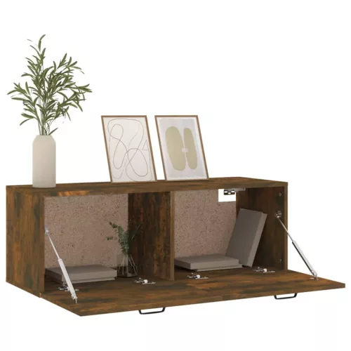  füstös tölgy színű szerelt fa faliszekrény 100 x 36,5 x 35 cm