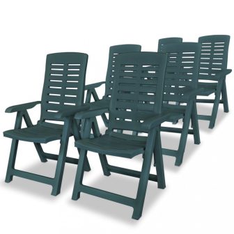 VID 6 db zöld dönthető műanyag kerti szék