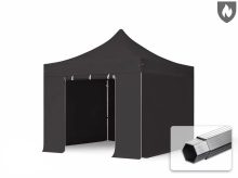   Professional összecsukható sátor PROFESSIONAL 620g/m2 tűzálló ponyvával, alumínium szerkezettel, 4 oldalfallal, ablak nélkül - 3x3m fekete