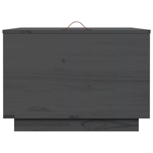  3 db szürke tömör fenyőfa tárolódoboz fedéllel