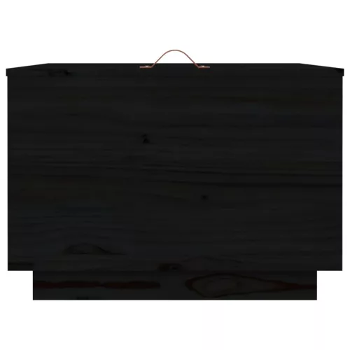  3 db fekete tömör fenyőfa tárolódoboz fedéllel