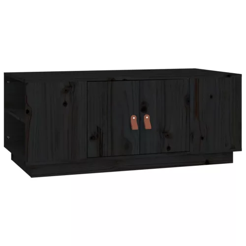  fekete tömör fenyőfa dohányzóasztal 100 x 50 x 41 cm