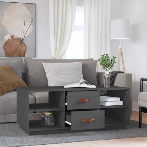  szürke tömör fenyőfa dohányzóasztal 100 x 50 x 41 cm