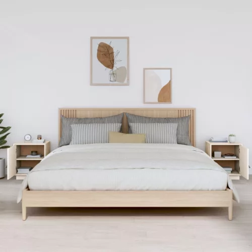  2 db fehér tömör fenyőfa éjjeliszekrény 40 x 34 x 45 cm