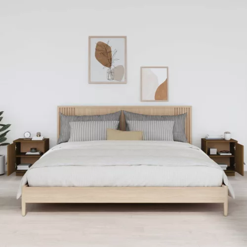  2 db mézbarna tömör fenyőfa éjjeliszekrény 40 x 34 x 45 cm