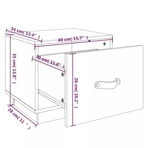  2 db szürke tömör fenyőfa éjjeliszekrény 40 x 34 x 35 cm