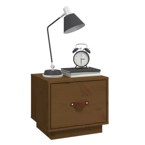  2 db mézbarna tömör fenyőfa éjjeliszekrény 40 x 34 x 35 cm