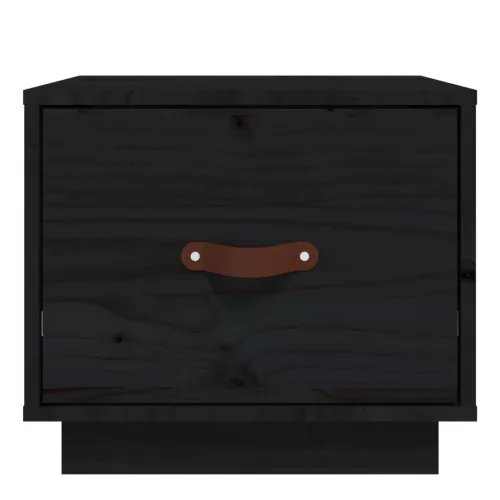  fekete tömör fenyőfa éjjeliszekrény 40 x 34 x 35 cm