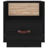  2 db fekete tömör fenyőfa éjjeliszekrény 40 x 34 x 45 cm