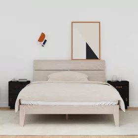    2 db fekete tömör fenyőfa éjjeliszekrény 40 x 34 x 55 cm