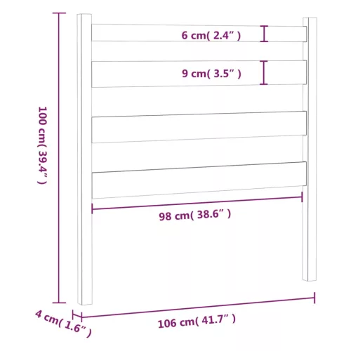  mézbarna tömör fenyőfa ágyfejtámla 106 x 4 x 100 cm