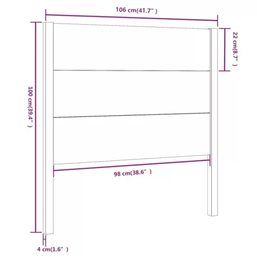  mézbarna tömör fenyőfa fejtámla 106 x 4 x 100 cm