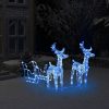 VID akril rénszarvasos-szános karácsonyi dísz 160 LED-del 130 cm - kék 