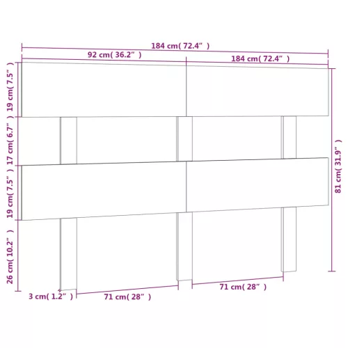 fekete tömör fenyőfa ágy fejtámla184x3x81 cm