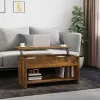  füstös tölgy színű szerelt fa dohányzóasztal 102 x 50 x 52,5 cm