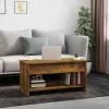  füstös tölgy színű szerelt fa dohányzóasztal 102 x 50 x 52,5 cm