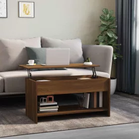    barna tölgy színű szerelt fa dohányzóasztal 102 x 50 x 52,5 cm
