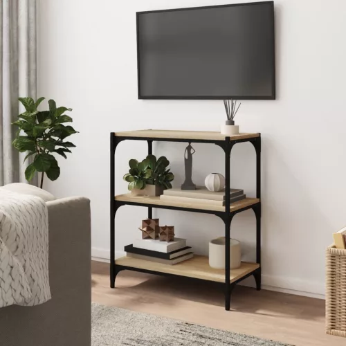  sonoma tölgy szerelt fa és acél könyvszekrény 60 x 33 x 70,5 cm