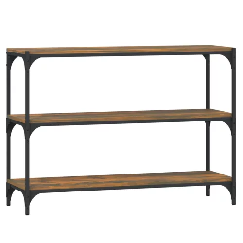  füstös tölgy színű fa és acél könyvszekrény 100 x 33 x 70,5 cm