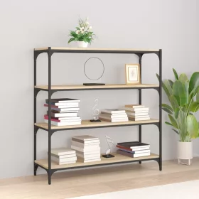    sonoma tölgy színű szerelt fa/acél könyvszekrény 100x33x100 cm