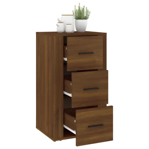  barna tölgyszínű szerelt fa tálalószekrény 40x33x70 cm